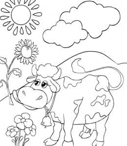 11张带着大铃铛的可爱小奶牛小母牛涂色儿童简笔画下载