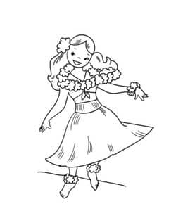 10张跳草裙舞的女孩跳芭蕾的大姐姐有趣的舞蹈卡通涂色简笔画！