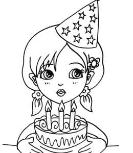 10张头戴生日帽子的可爱女孩小马宝莉独角兽芭比娃娃卡通涂色图片！