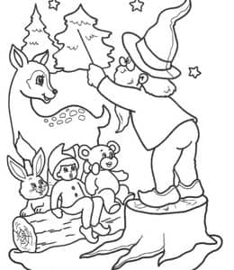 9张可爱的圣诞小矮人和圣诞礼物卡通涂色图片免费下载