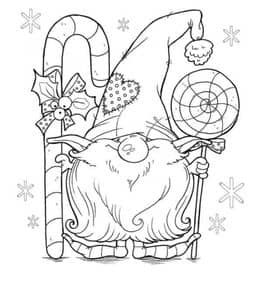 9张手拿糖果的可爱圣诞小精灵童话故事涂色图片下载！