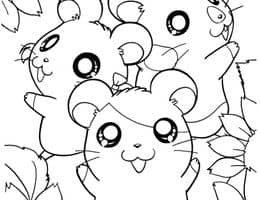 适合全家欣赏的经典动画片10张《哈姆太郎》可爱小仓鼠卡通涂色图片！
