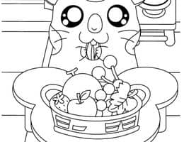 8张动画片《哈姆太郎》爱吃瓜子的小仓鼠卡通涂色图片！
