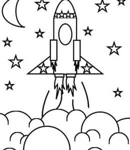 飞向外太空！10张男孩子们最喜欢的炫酷宇宙飞船火箭涂色简笔画！