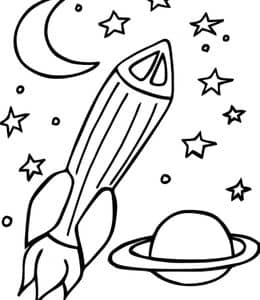 孩子们的航天梦！10张宇宙航天航空飞船火箭涂色简笔画！