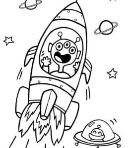 发挥孩子们的想象力！13张宇宙冒险飞船火箭涂色简笔画！