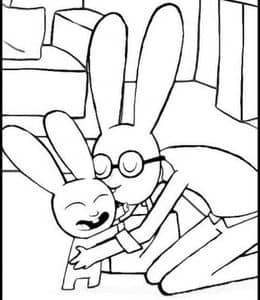 15张幼儿动画片《西蒙兔的世界》兔子的一家人有趣的动画涂色图片！