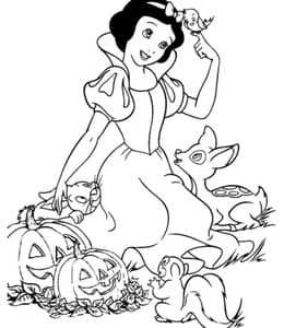 13张肌肤如雪的《白雪公主》爱唱歌童话故事卡通涂色图片！
