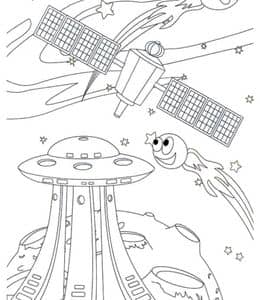 未知的神秘！12张神秘的太阳系宇宙飞船卫星卡通涂色科幻画！