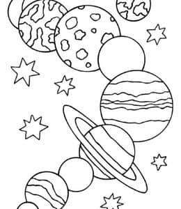 11张太阳星系八大行星宇宙外星人飞船卡通涂色科幻儿童画
