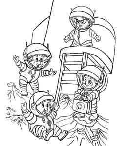 12张宇航员航天器地球太阳流星许愿卡通涂色儿童科幻画！
