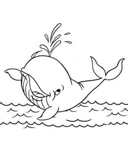 13张为孩子们准备的可以涂色的鲸鱼儿童画！特别的喷水的小鲸鱼！