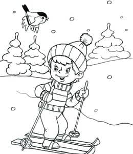 12张滑冰的男孩圣诞节雪人雪橇有趣的冬季活动卡通涂色儿童画！