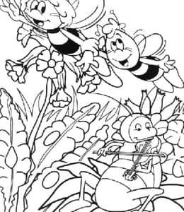 13张《小蜜蜂玛雅》和奇怪的昆虫朋友们的冒险故事卡通涂色故事！
