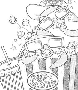 甜点零食简笔画！12张爆米花和电影小小惊喜卡通涂色简笔画！