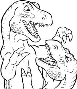 让整个地球都颤抖的战斗！11张超级恐龙大战卡通涂色图片！