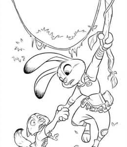 10张《疯狂动物城》动画电影兔子和狐狸的故事涂色图片