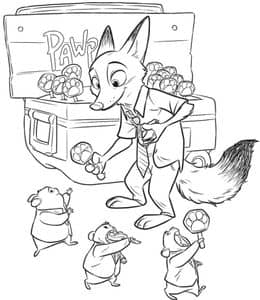 8张《疯狂动物城》最受欢迎的狡猾的狐狸卡通涂色图片下载