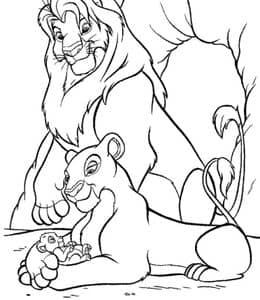 10张最棒的狮子一家人《狮子王》木法沙娜拉和辛巴卡通涂色图片