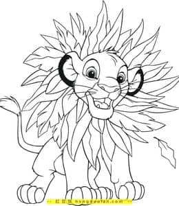 11张动画电影《狮子王》调皮可爱的荣耀王国的王子辛巴涂色图片！