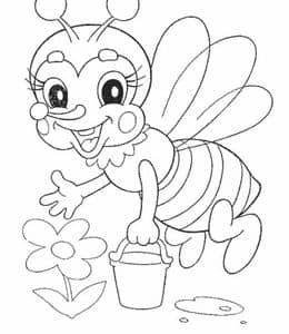 11张采蜜忙的可爱小蜜蜂及更多昆虫涂色简笔画下载！