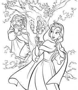 10张经典卡通角色小鹿斑比白雪公主奇奇蒂蒂美女与野兽卡通涂色图片