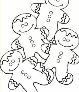 10张最有趣的卡通姜饼小人主题涂色黑白线条图片免费下载