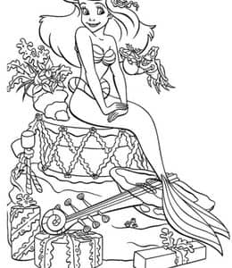 9张爱唱歌的小美人鱼公主爱丽儿和朋友们涂色图片下载！