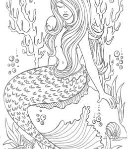 10张美丽神秘的小美人鱼卡通涂色图片免费下载