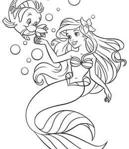 10张女孩子们都会喜欢的小美人鱼公主涂色图片免费下载！