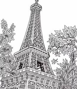 10张世界上最著名的旅游景点之一巴黎埃菲尔铁塔涂色图片！