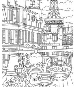 9张兼具美学价值和实用功能的建筑巴黎埃菲尔铁塔涂色图片下载！
