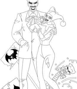 13张小丑Joker和猫女最著名的反派搭档卡通涂色图片下载！
