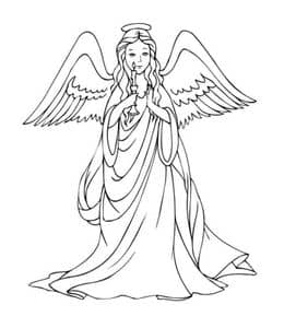 10岁手拿蜡烛星星和爱心的大翅膀圣洁天使天使卡通涂色图片下载！
