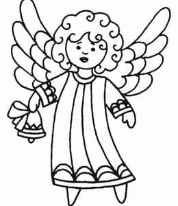 9张传达节日的欢乐和祝福可爱小天使主题卡通涂色简笔画