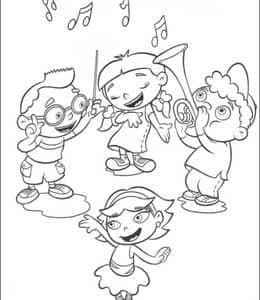 11张《小爱因斯坦》孩子们的冒险故事露营海盗唱歌遨游宇宙卡通涂色图片！