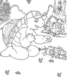 10张儿童读物《小乌龟富兰克林》和朋友们动物学校卡通涂色图片