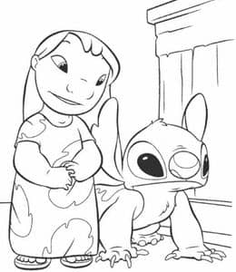 10张《星际宝贝》女孩子和小怪兽史迪奇的友谊卡通涂色故事！