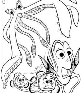 10张《多莉去哪儿》多莉与小丑鱼父子马林和尼莫的冒险卡通涂色图片！