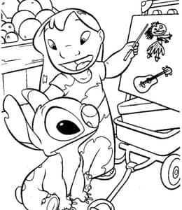 10张《太空奇兵》史迪奇和迪达的夏威夷冒险故事卡通涂色图片！
