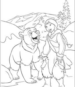 11张《熊的传说》印第安部男孩和熊的有趣故事涂色图片下载