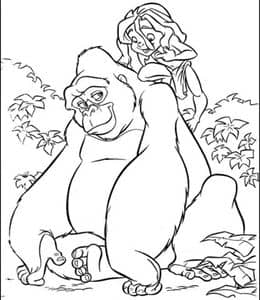 10张动画片《人猿泰山》及更多小猴子大猩猩动物涂色图片下载！