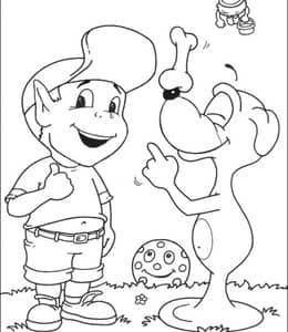 13张最受欢迎的角色互动游戏《Adibou》外星人和小狗卡通涂色图片