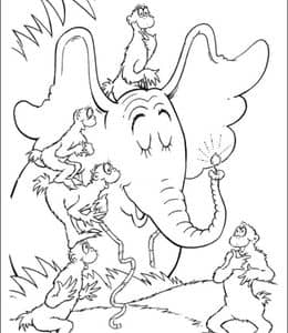 充满想象力和教育意义的11张大象霍顿卡通涂色图片免费下载