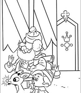 让笑声和喜悦感染整个世界！12张圣诞节的红笔鲁道夫动画片涂色图片