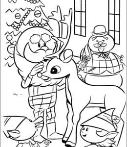 11张驯鹿鲁道夫和圣诞小矮人大雪怪动画片涂色图