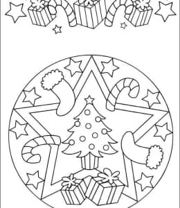 11张圣诞节主题礼物雪橇雪人雪花成人曼陀罗涂色图片免费下载！