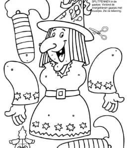 12张万圣节的甜美小女巫涂色以及手工图纸免费下载！