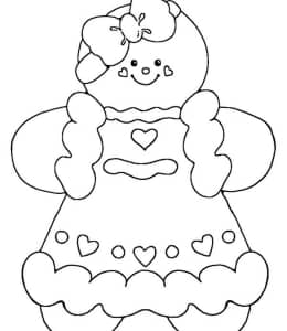 10张美味的姜饼小人和可爱的圣诞节铃铛主题涂色简笔画