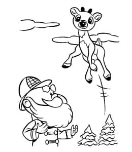 10张《红鼻子驯鹿鲁道夫》有趣的驯鹿卡通涂色图片免费下载！